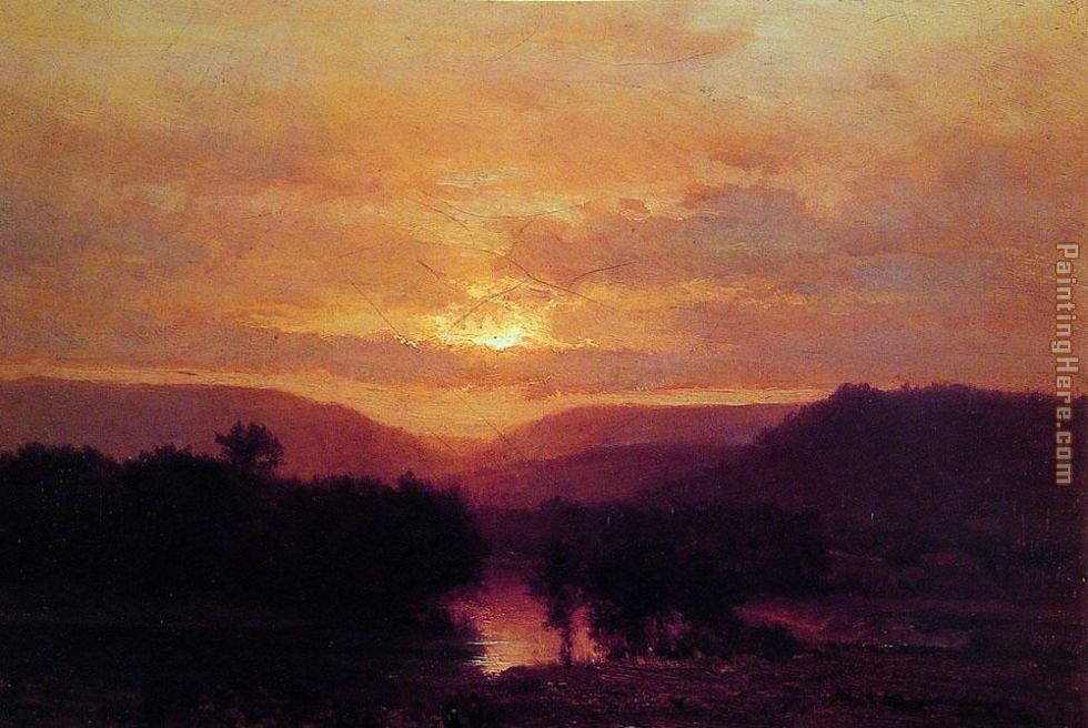 Sunset painting - George Inness Sunset art painting